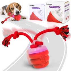 FLERDMAU Interactive Dog Toys – Dog Balls for Small Dogs, dog toy for boredom, Active Rolling Ball with Tail for Dogs, Rechargeable moving dog ball for Puppies and Pet (red)
