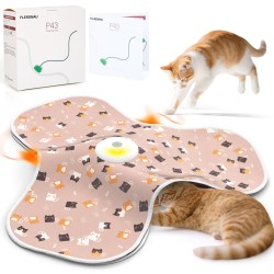 FLERDMAU Cat Toys Interactive for Indoor Cats, 3 Speeds Cat Interactive Toy, Hide and Seek Cat Toy with Moving Feather & Mouse Squeaky, Rechargeable Kitten Toys for Indoor Multi-Cat Play
