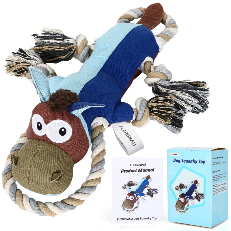 FLERDMAU Squeaky Plush Dog Toy for Chewers